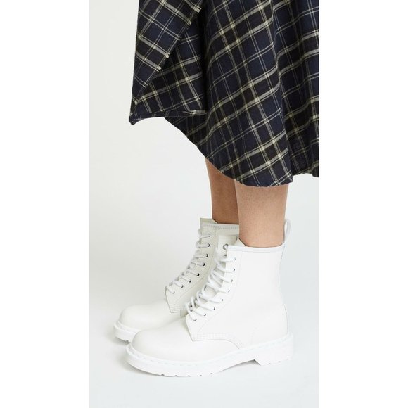 Doc Martens Pascal Virginia 8-Eye Combat Boot Mono White Womens